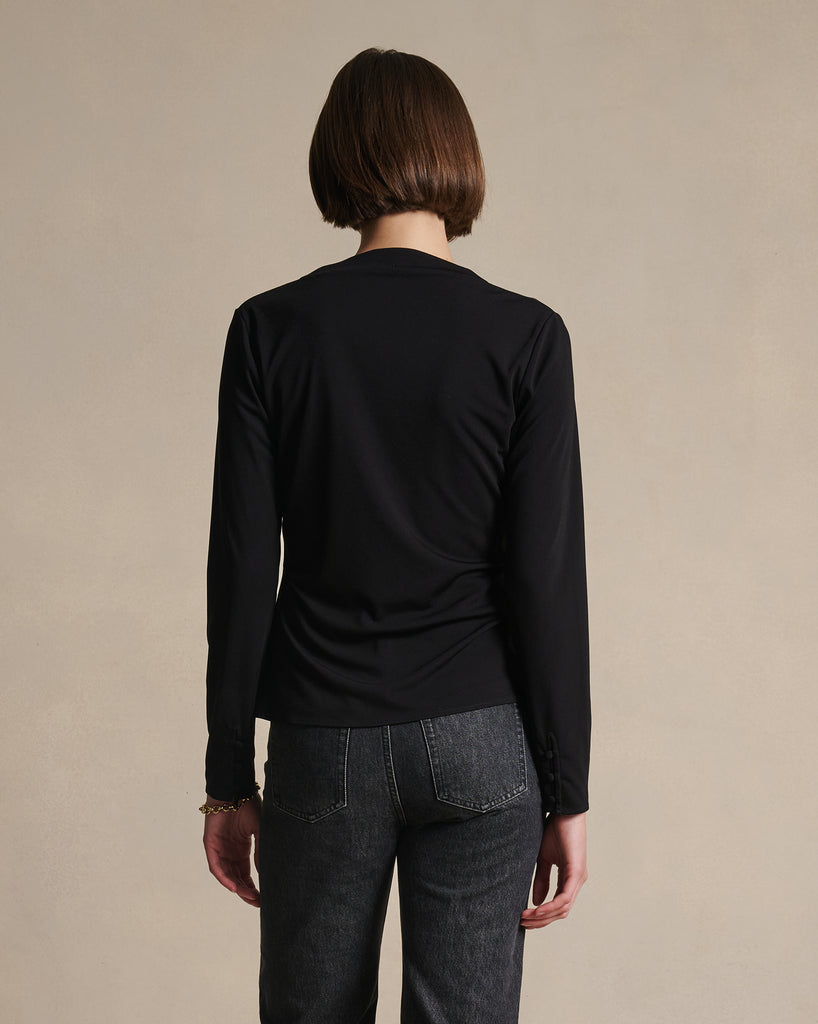 Peta Cowl Neck Top - Black