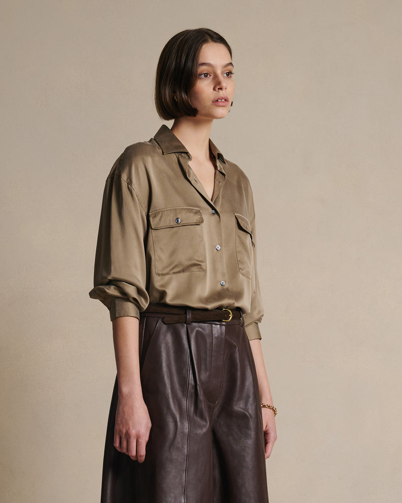 Camilla Shirt - Taupe Silk