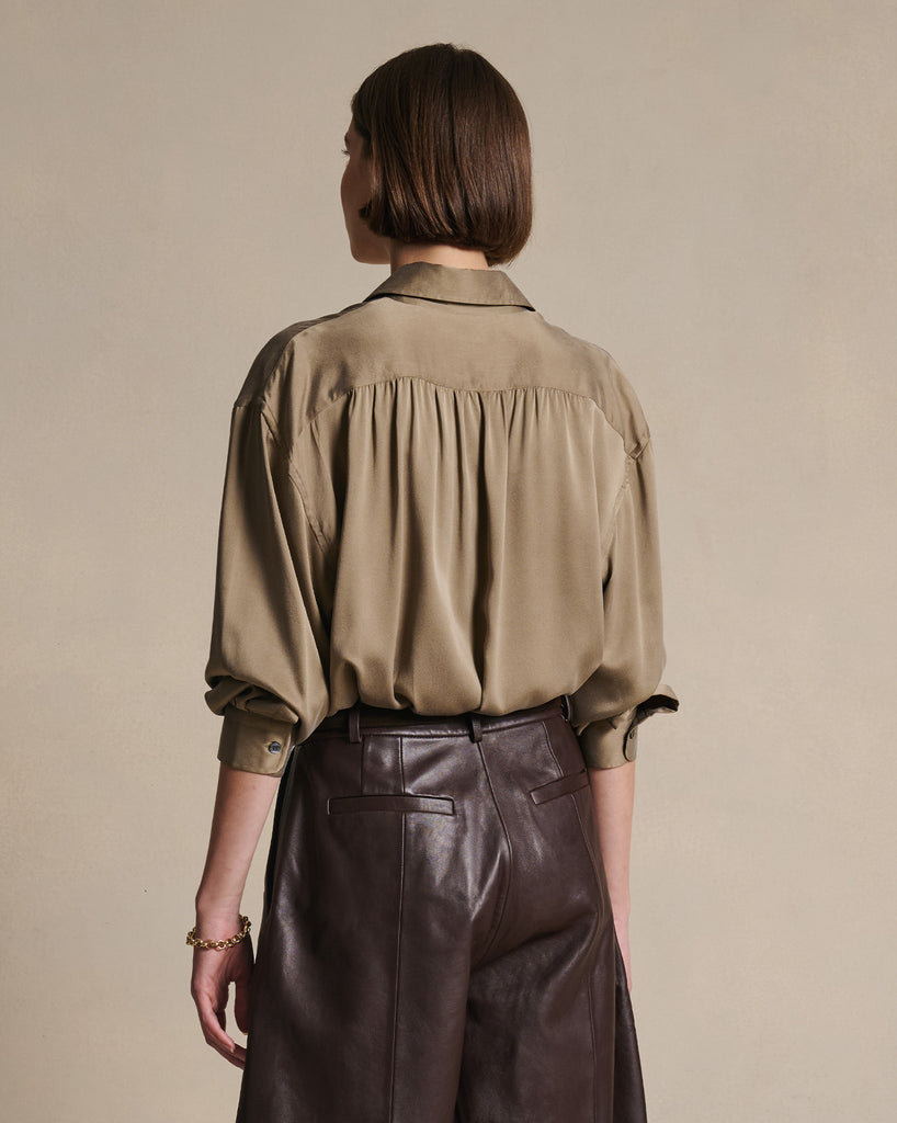 Camilla Shirt - Taupe Silk