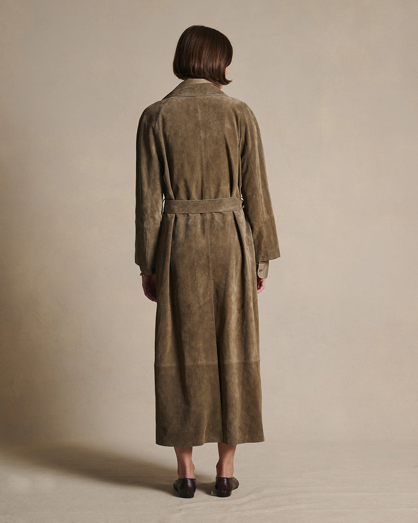Isabella Suede Trench Coat - Taupe