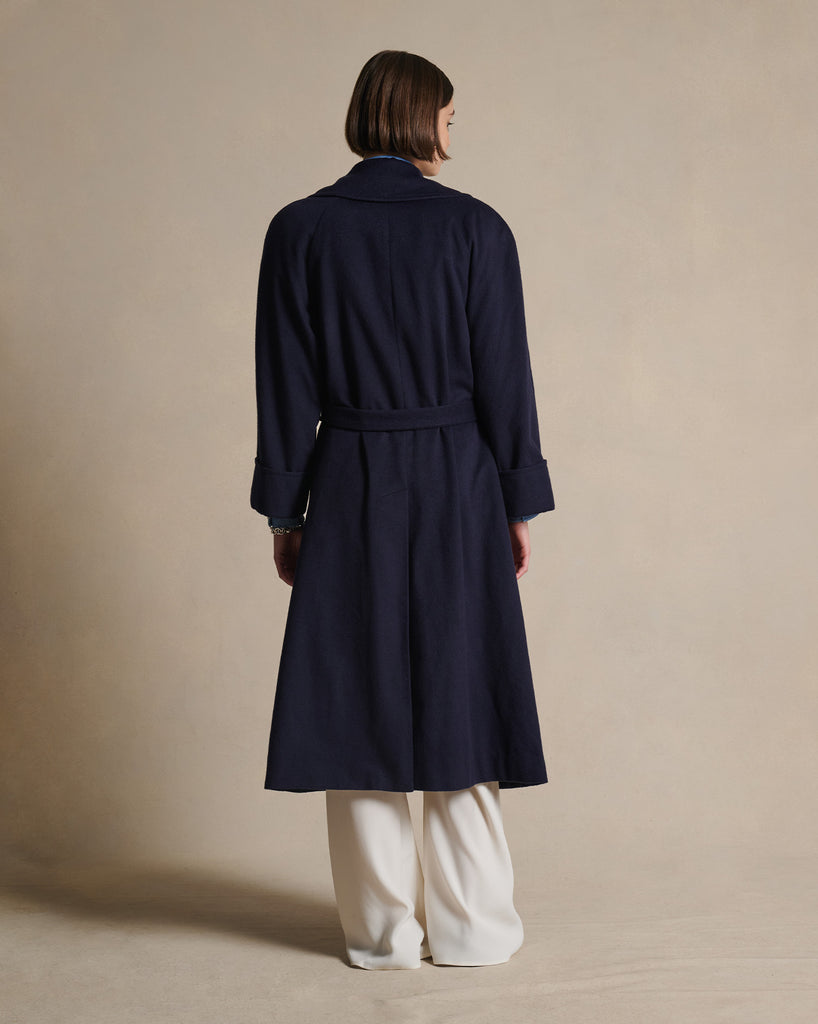 Double Breasted Raglan Overcoat - Navy