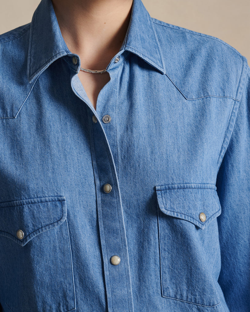 Femme Western Shirt - Light Denim