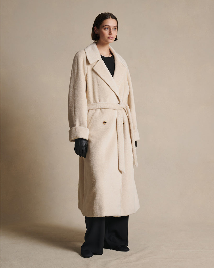 Double Breasted Raglan Overcoat - Gesso Cream
