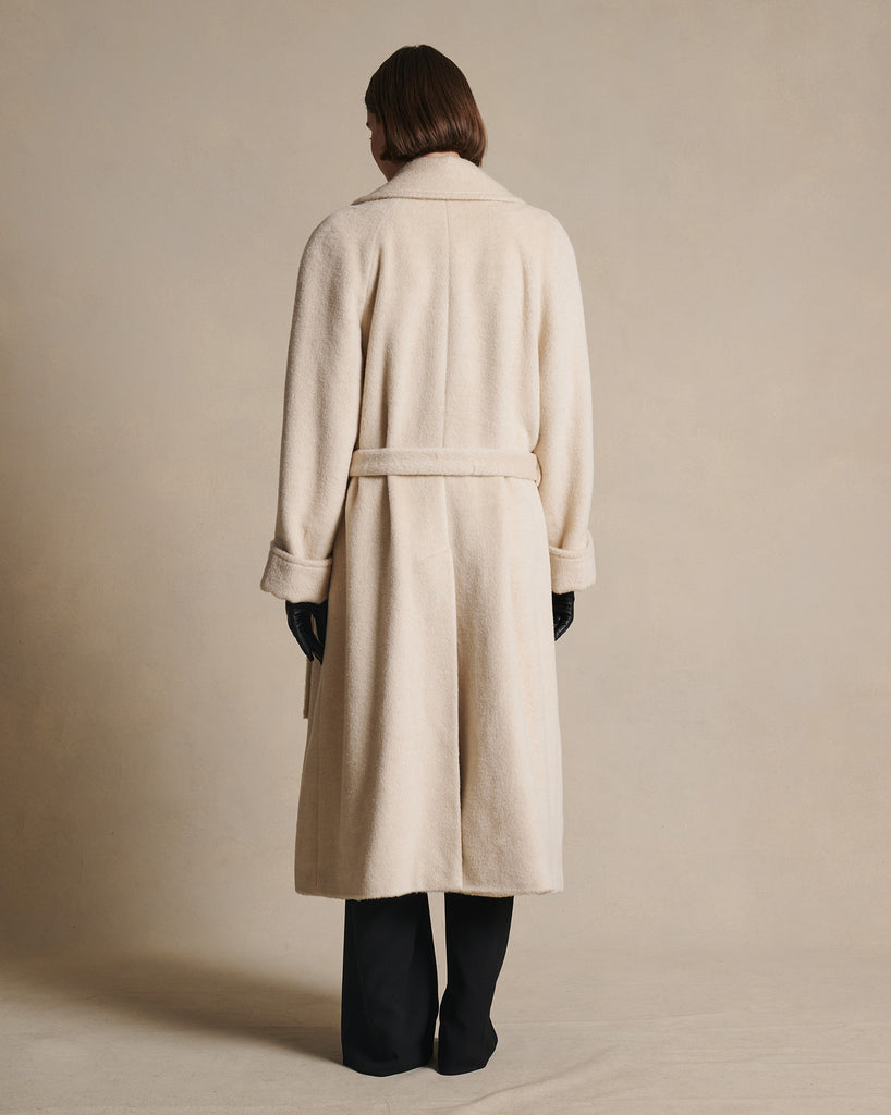 Double Breasted Raglan Overcoat - Gesso Cream