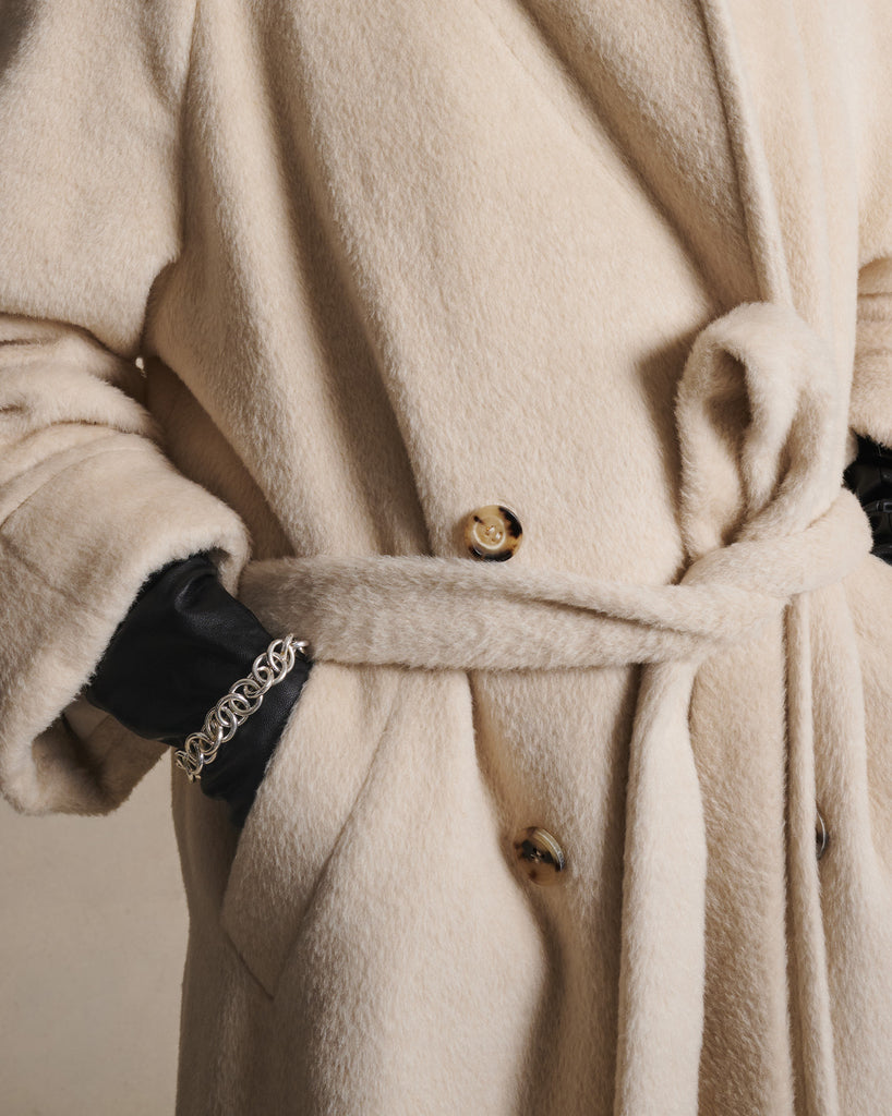 Double Breasted Raglan Overcoat - Gesso Cream