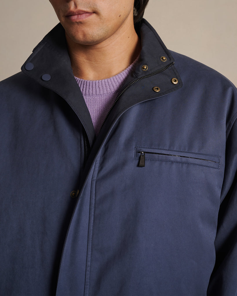Leon Reversible Park Jacket - Mid Blue & Dark Blue