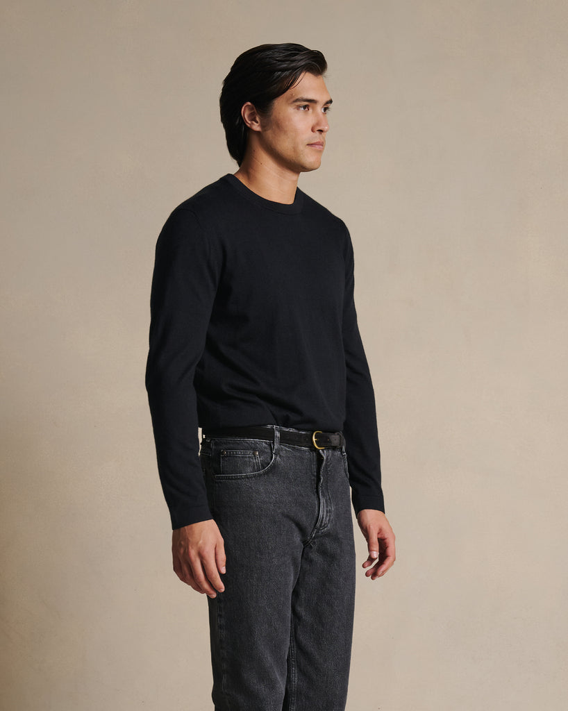 Cashmere Silk Superfine Crew Neck - Black