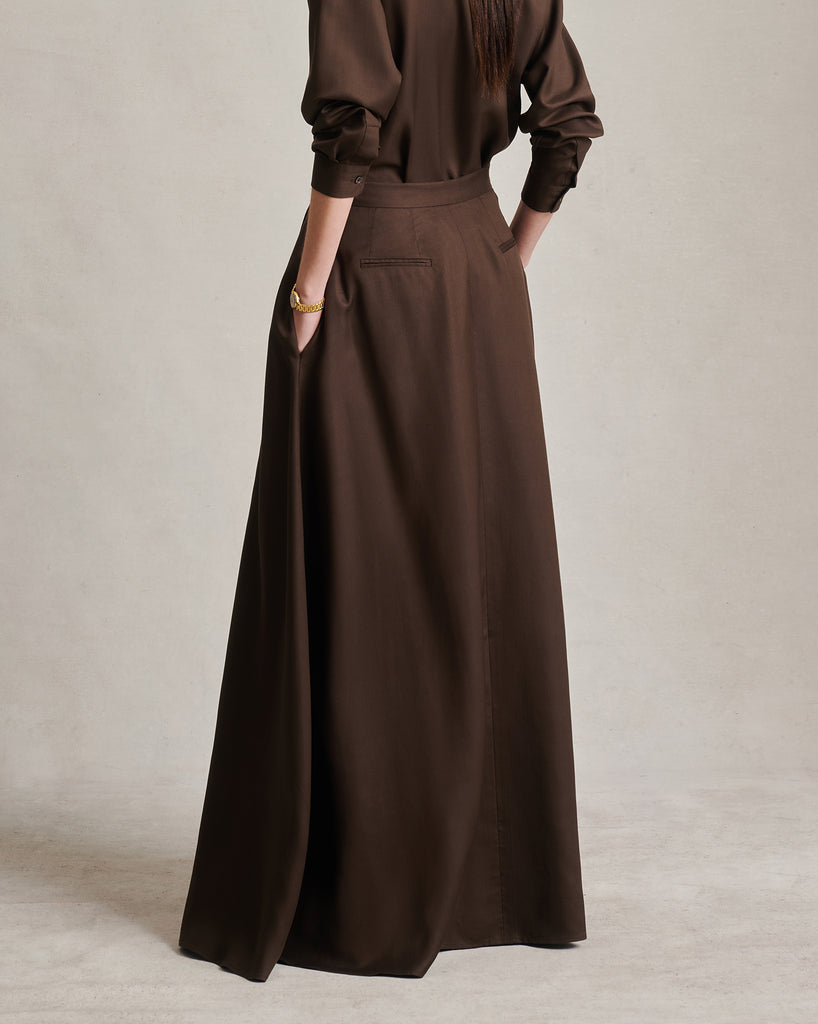 Kahlo Skirt - Chocolate Dupioni