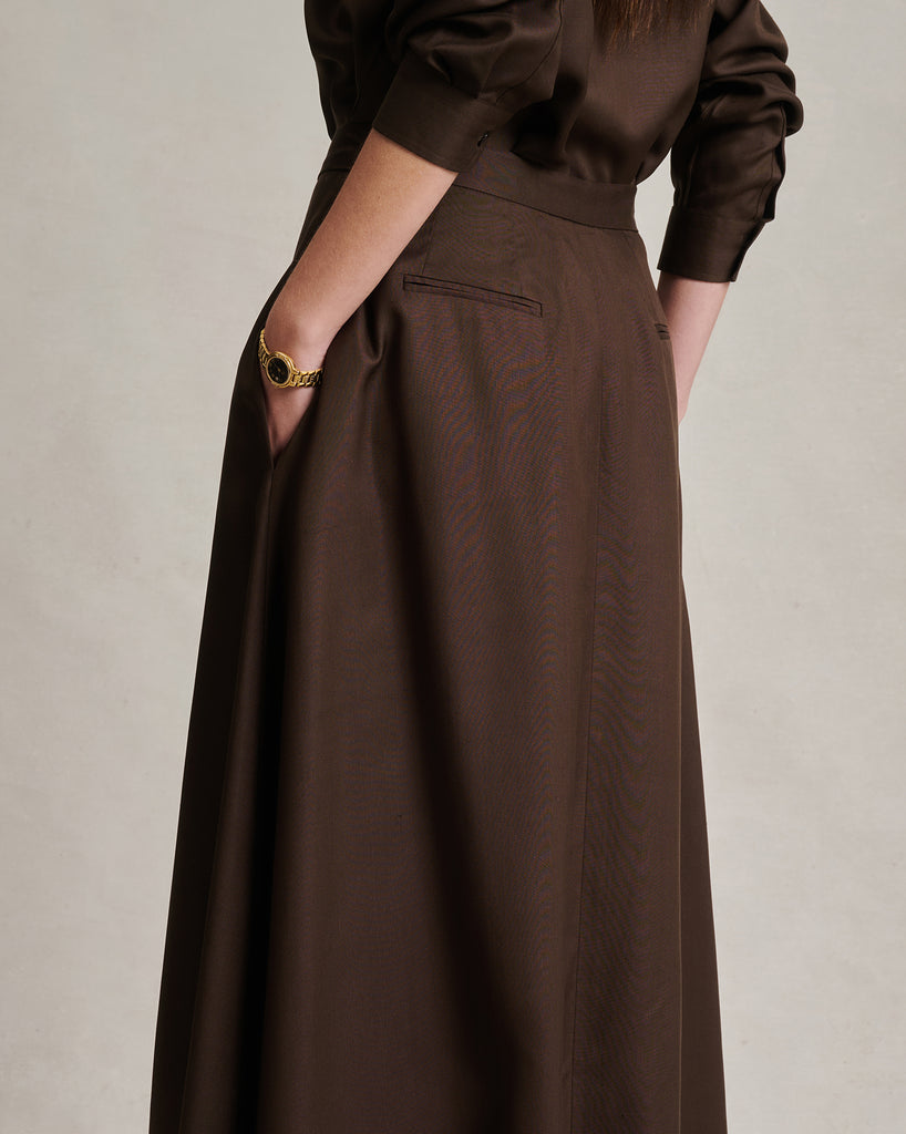 Kahlo Skirt - Chocolate Dupioni