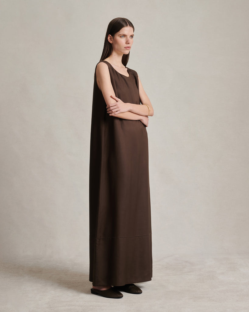 Maria Dress - Chocolate Dupioni