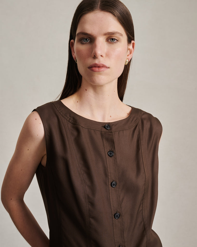 Bodice Top - Chocolate Dupioni