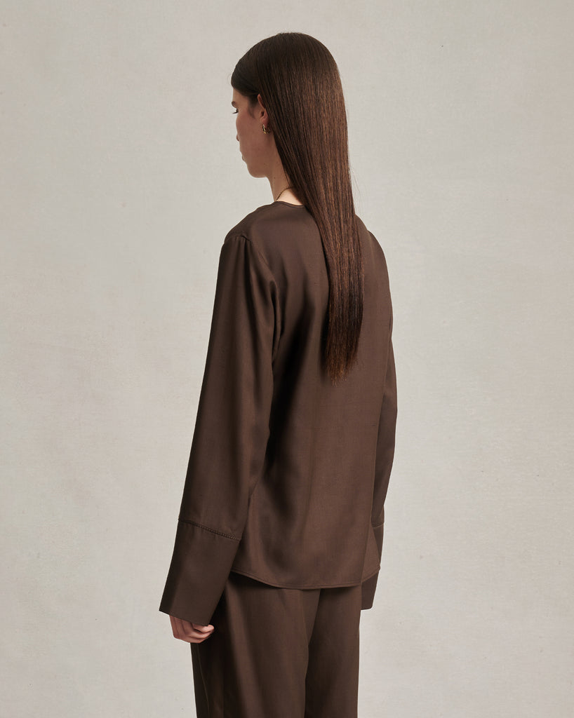 Maria Blouse - Chocolate Dupioni