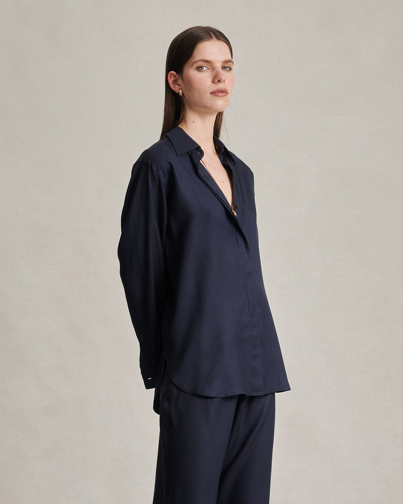 Classic Shirt - Navy Dupioni