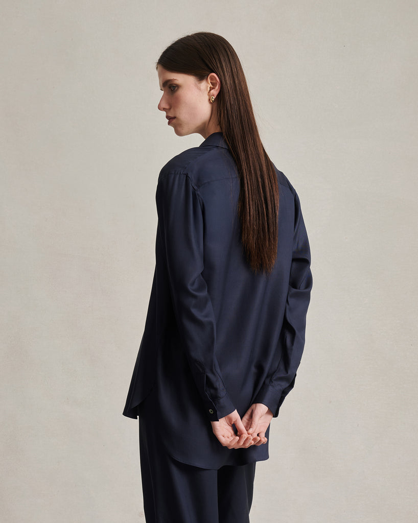 Classic Shirt - Navy Dupioni