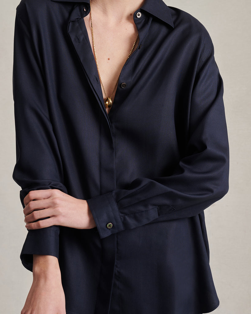 Classic Shirt - Navy Dupioni