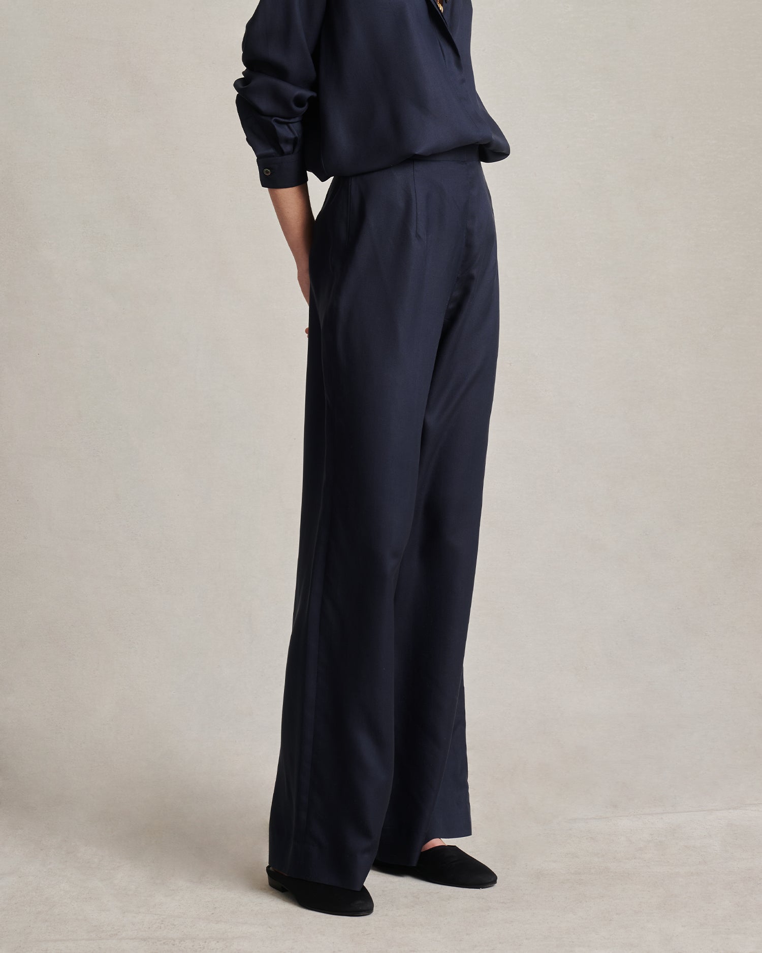 Sofia Trouser - Navy Dupioni