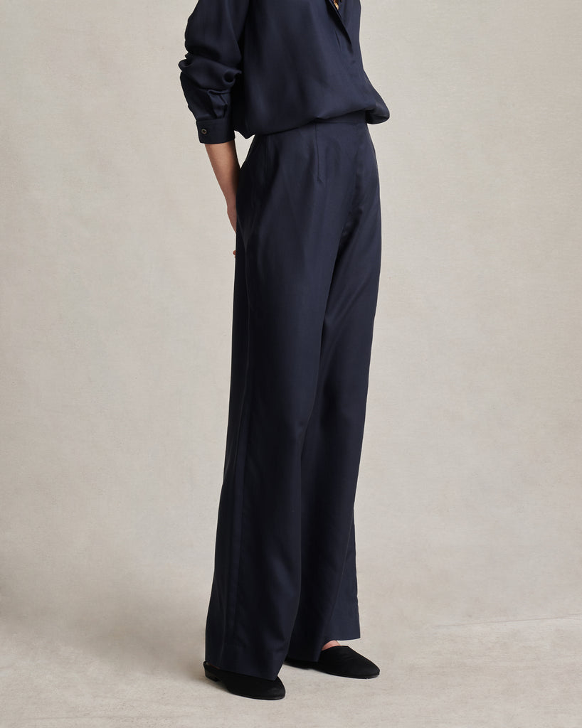 Sofia Trouser - Navy Dupioni
