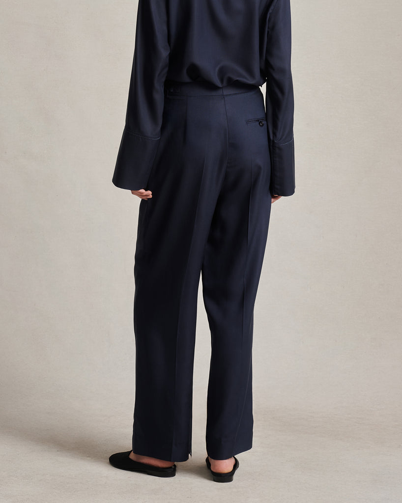 Perriand Trouser - Navy Dupioni