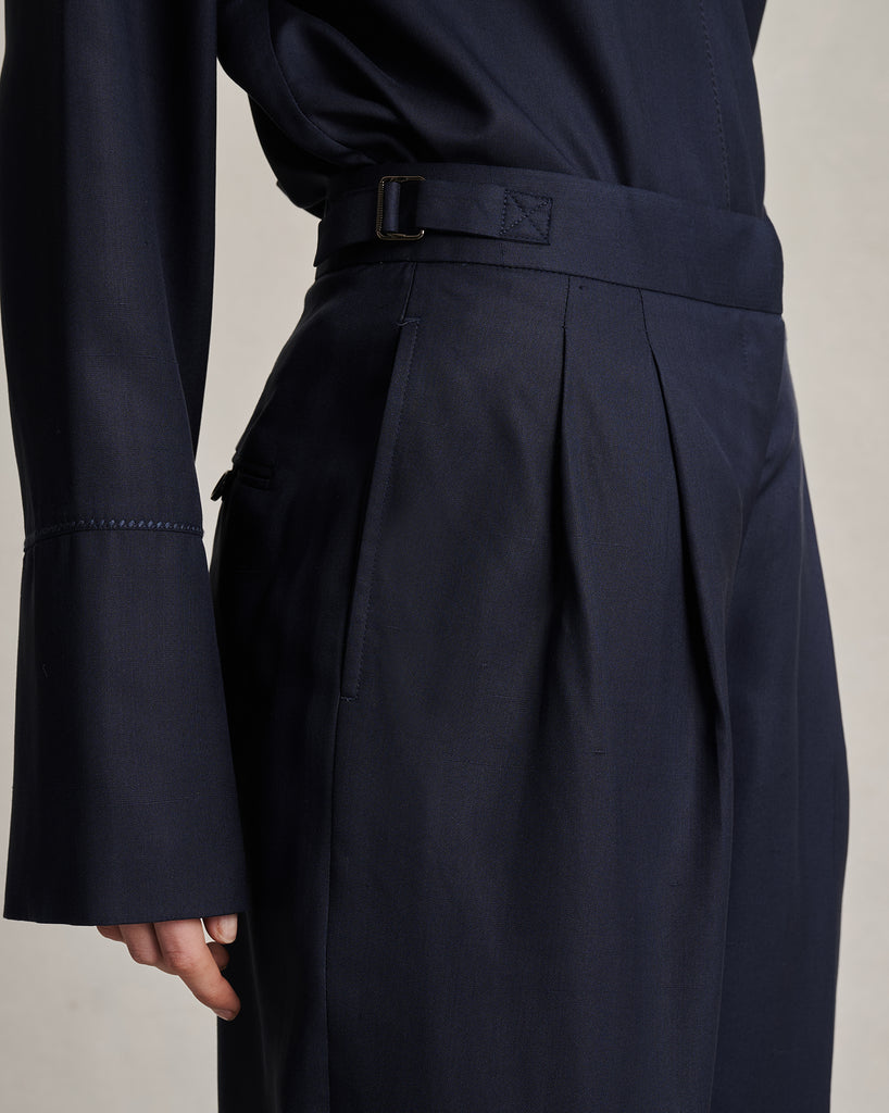 Perriand Trouser - Navy Dupioni