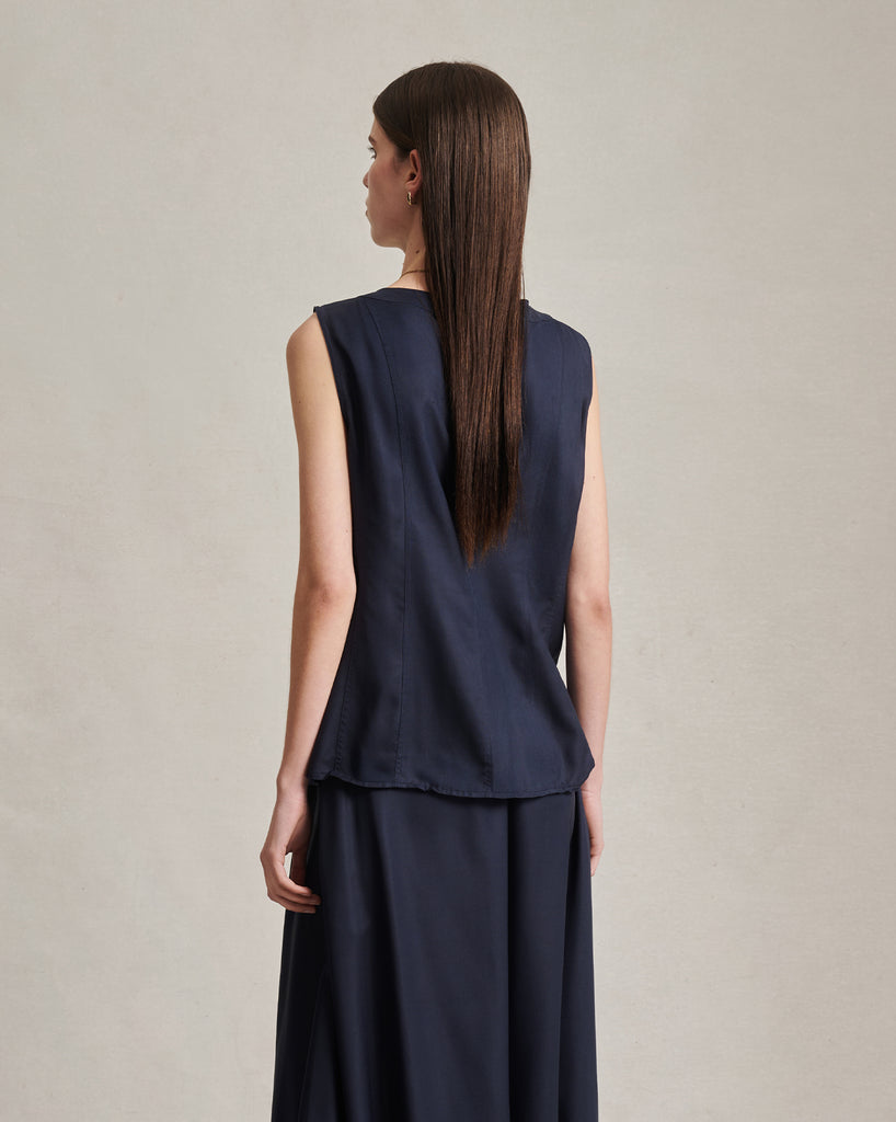Bodice Top - Navy Dupioni