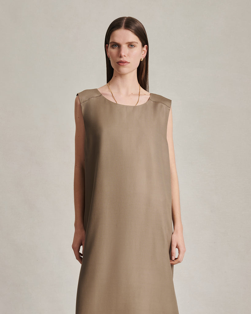 Maria Dress - Taupe Dupioni