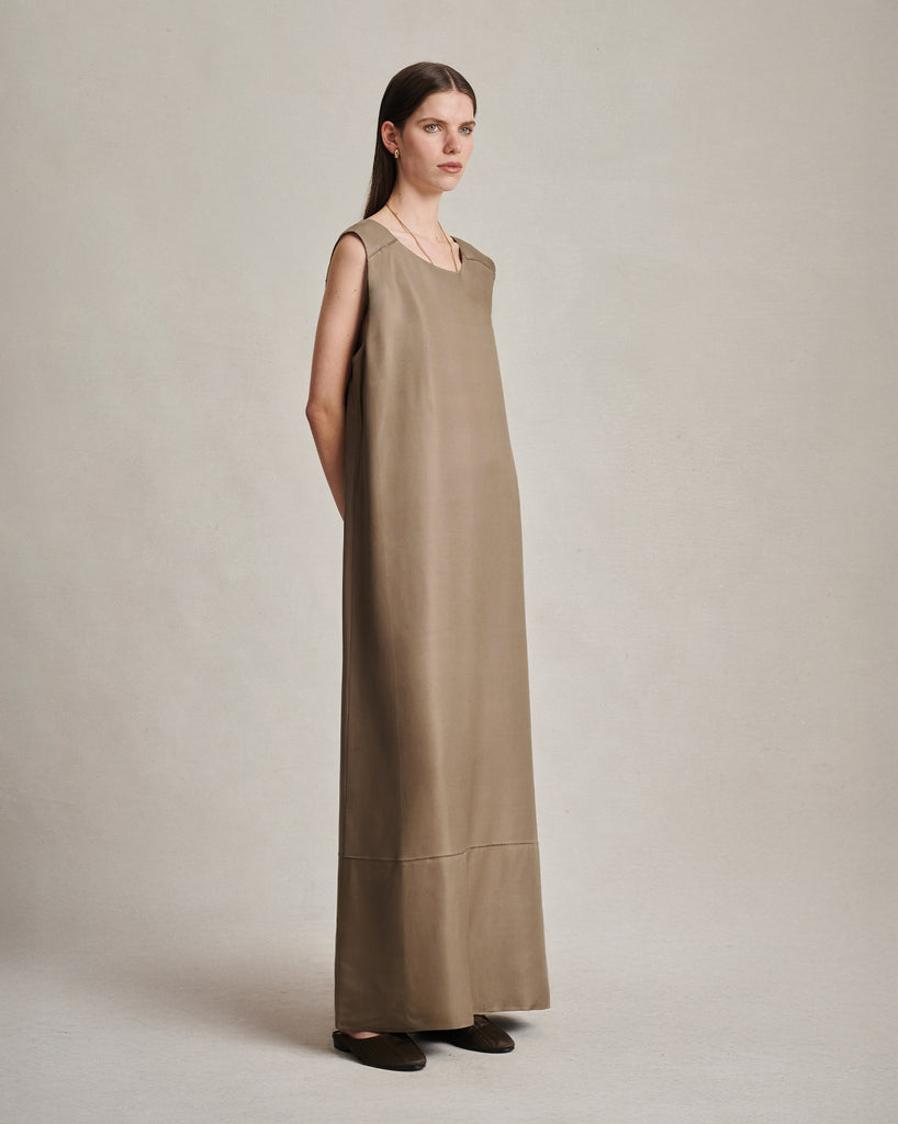 Maria Dress - Taupe Dupioni