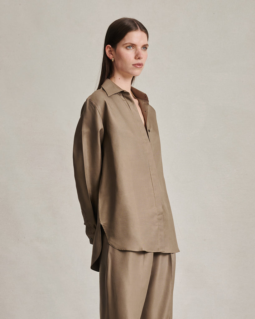 Classic Shirt - Taupe Dupioni