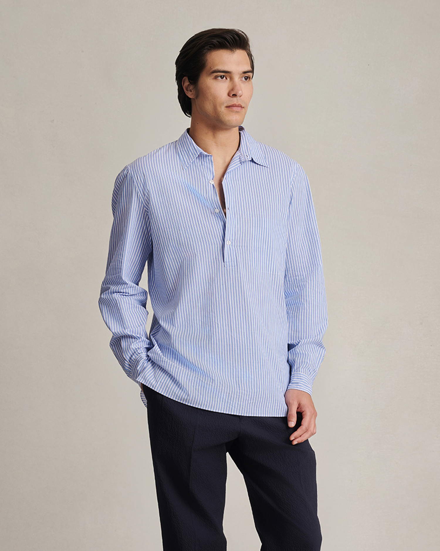 Poplin Popover - Blue & White Stripe
