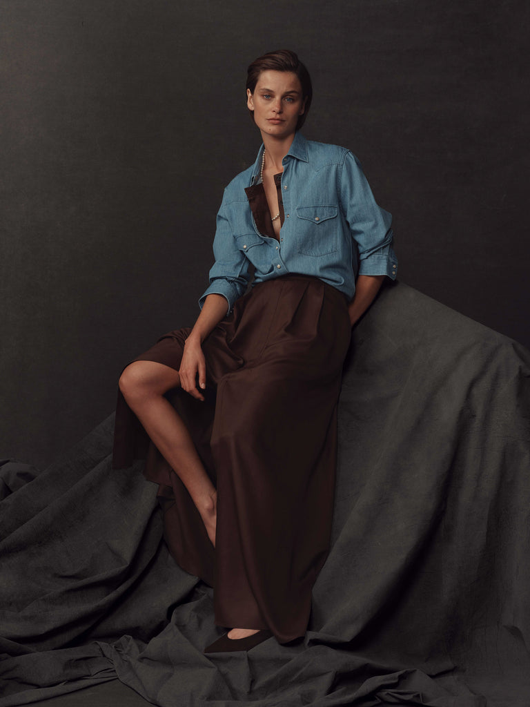 Kahlo Skirt - Chocolate Dupioni