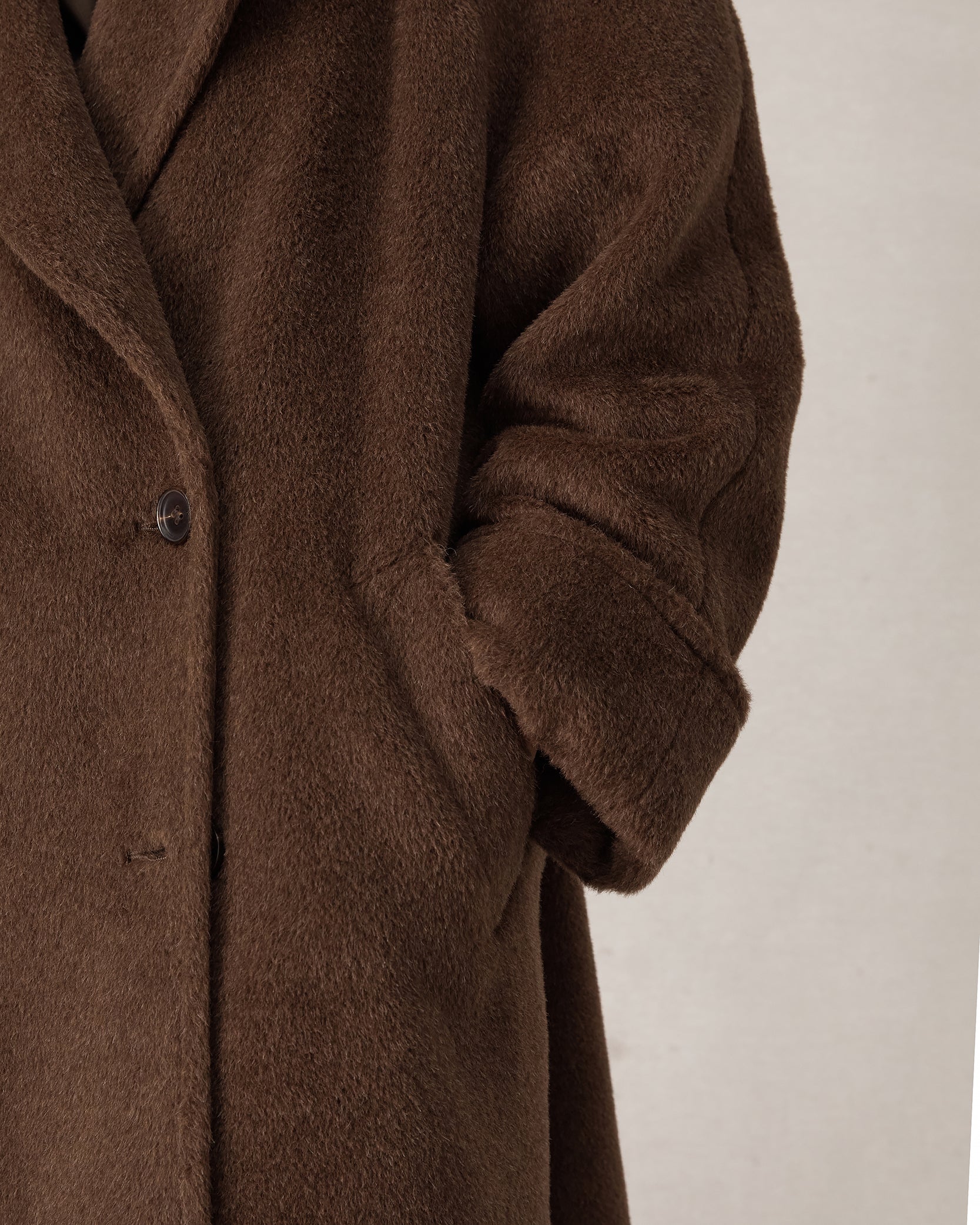 Double Breasted Raglan Overcoat - Brown