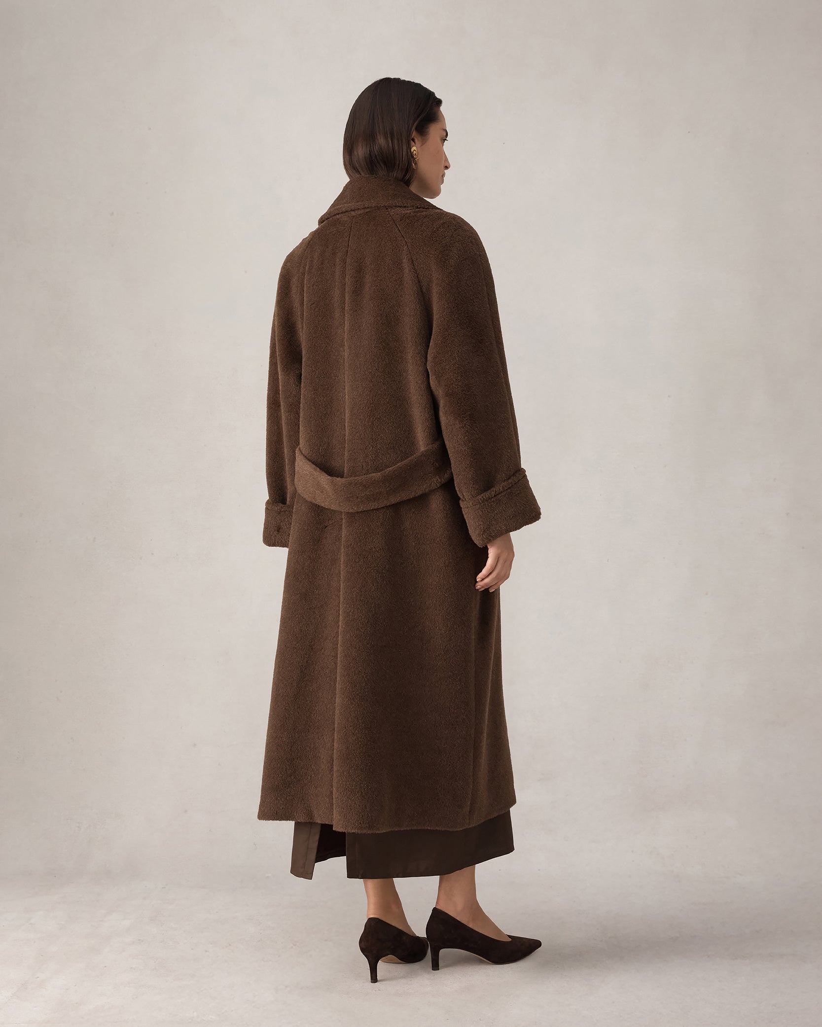 Double Breasted Raglan Overcoat - Brown