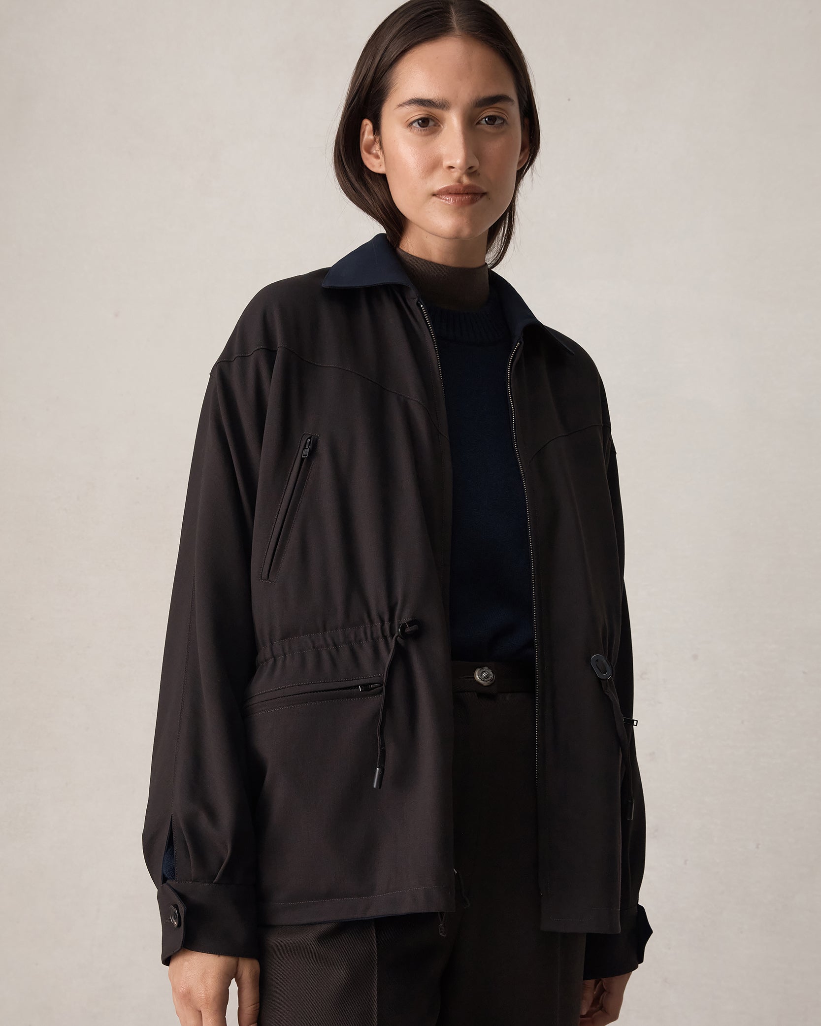 Reine Reversible Jacket - Chocolate & Navy