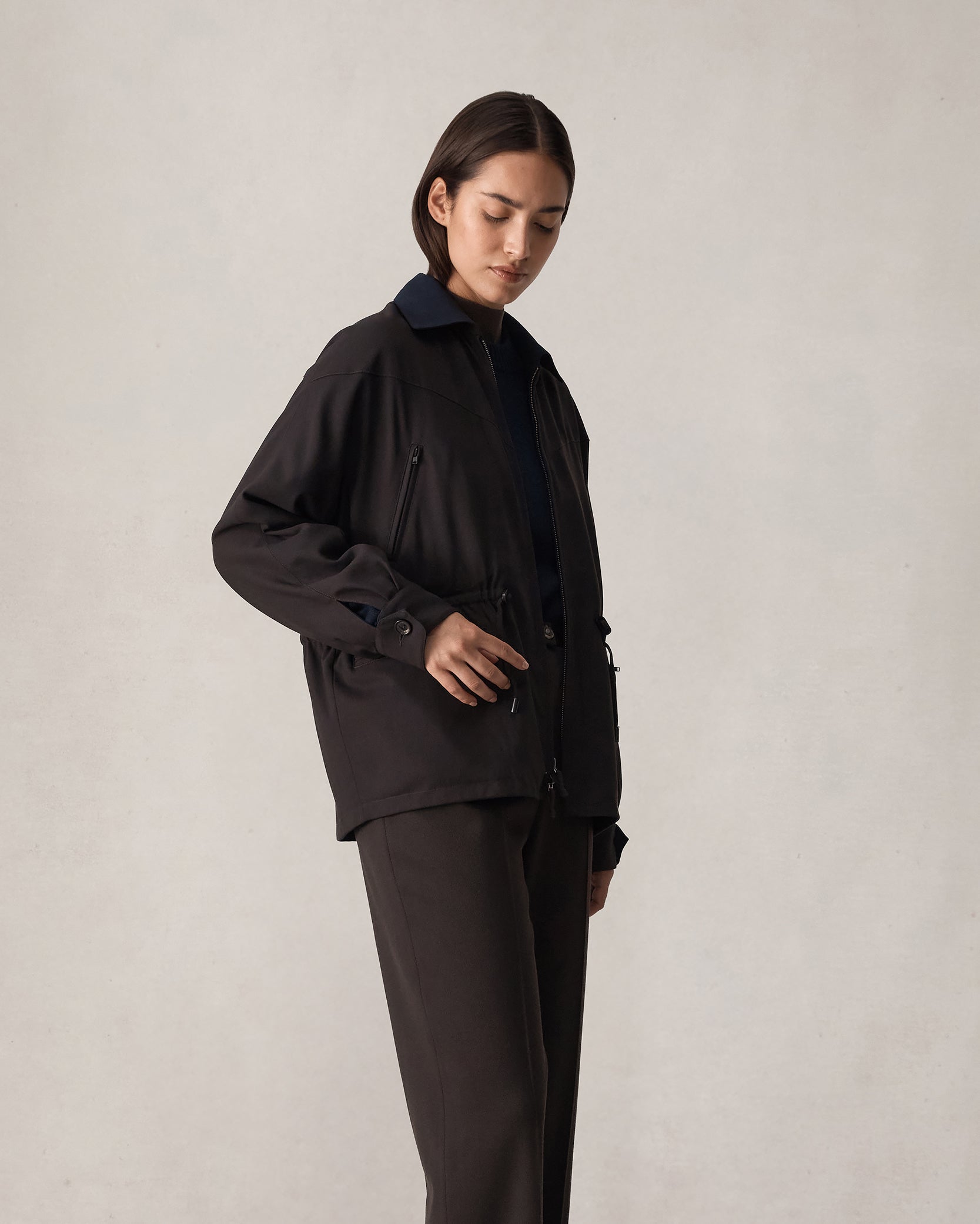 René - ルネ♡ブルゾン ブラック 36 Reine Reversible Jacket - Chocolate & Navy