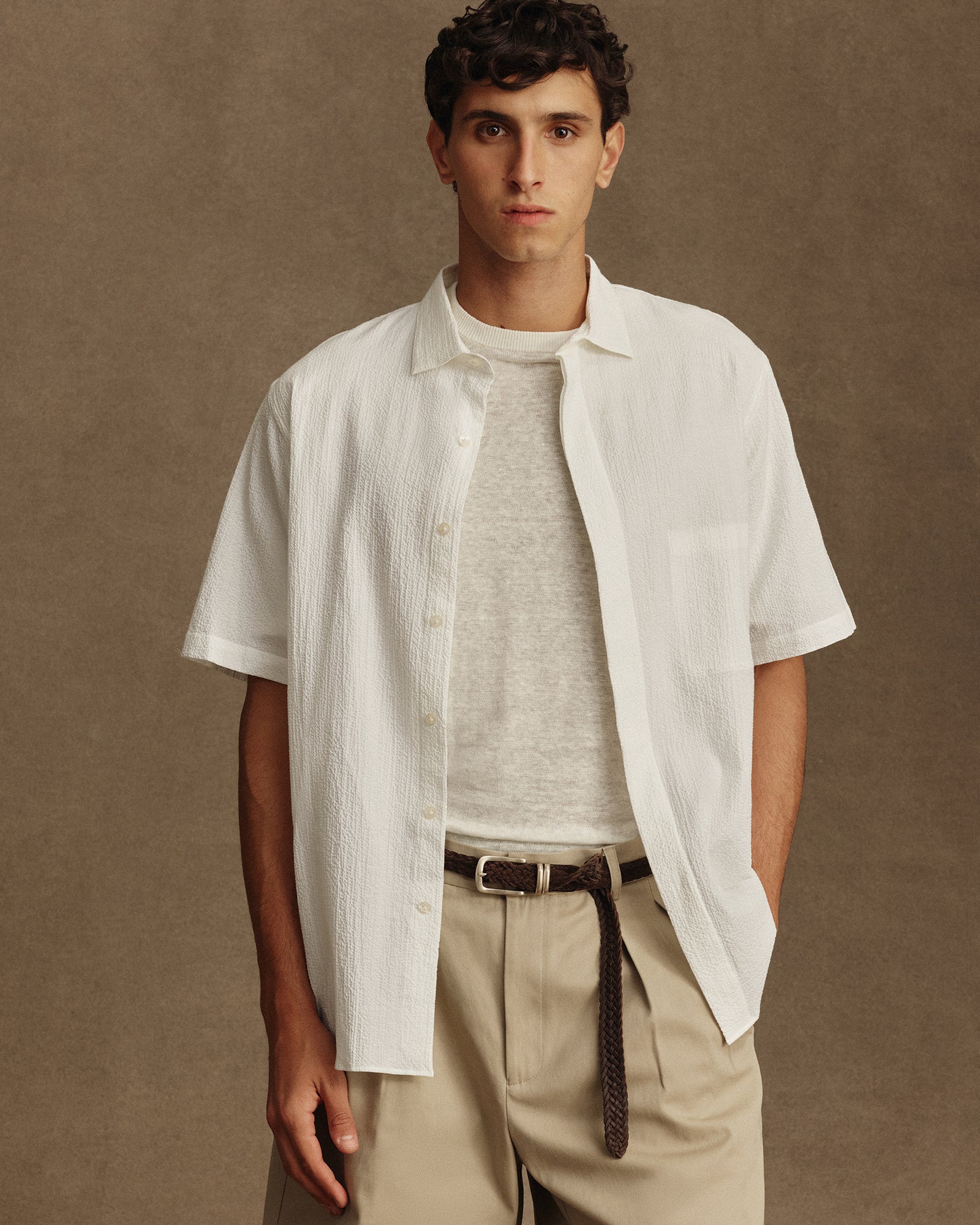 Resort Shirt I - White Fine Seersucker