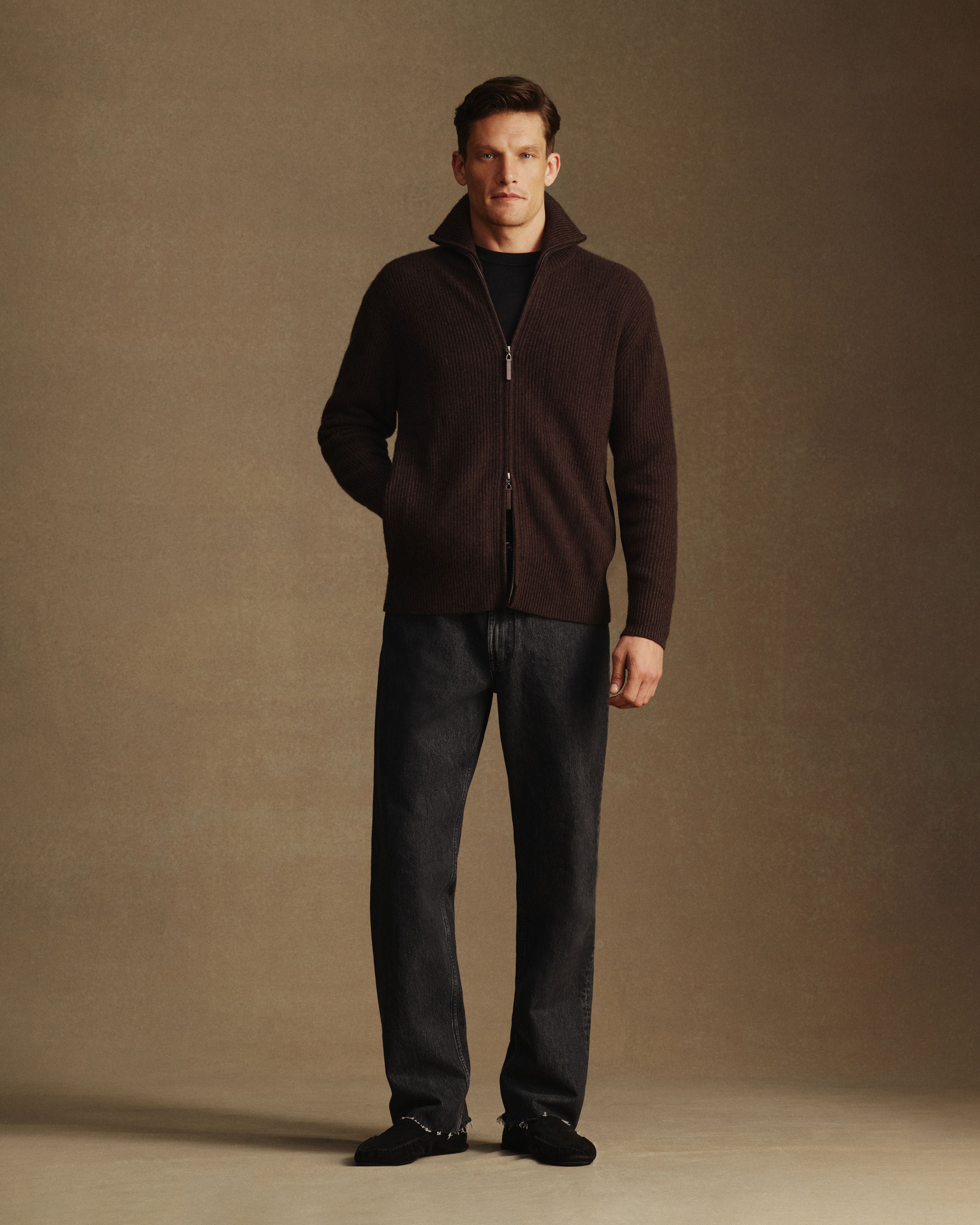 Royal Cashmere Cardigan - Umber