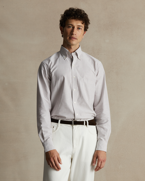Brown Stripe Oxford Shirt | P Johnson