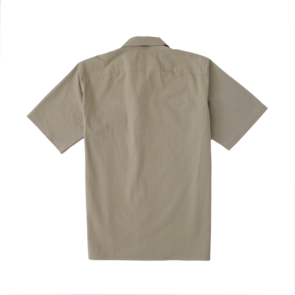 Olive Seersucker Camp Collar Shirt