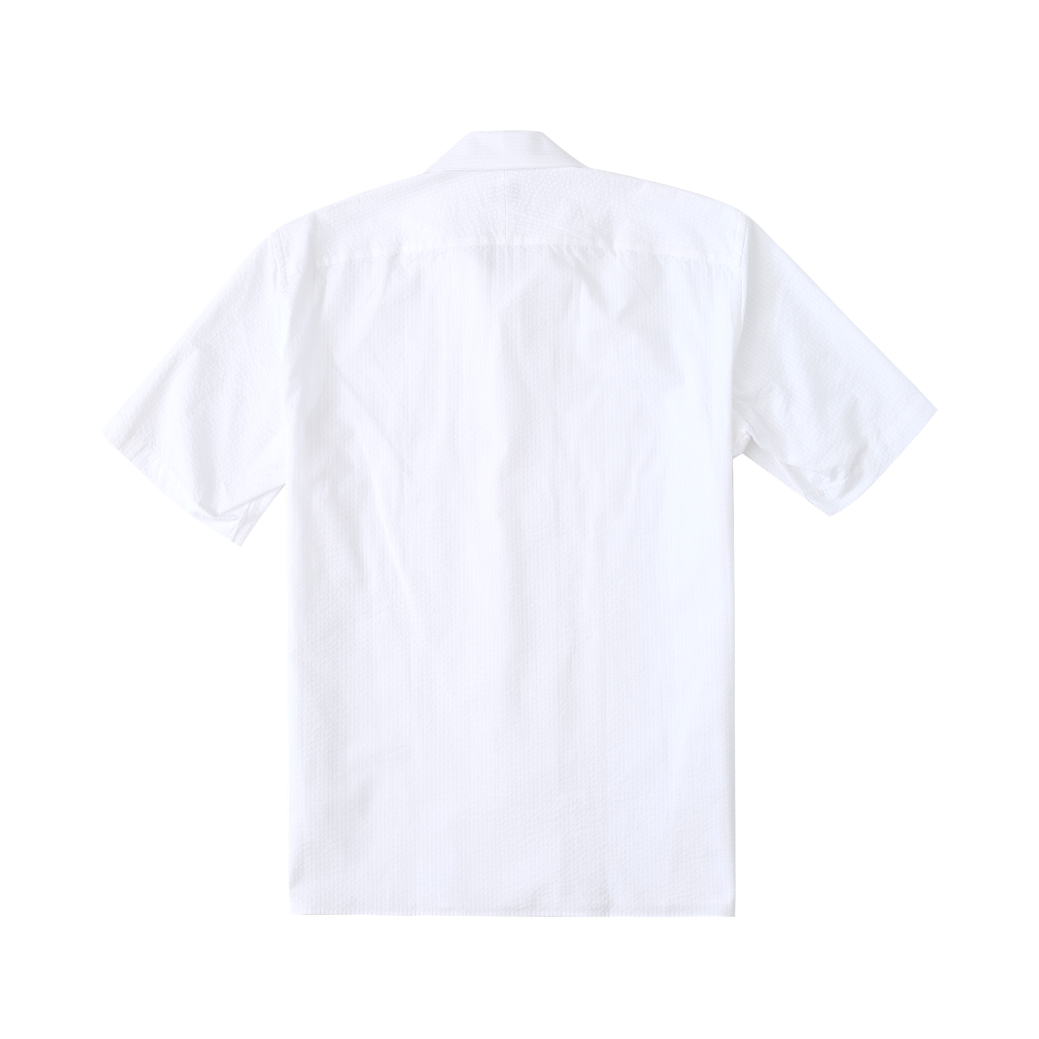 White Seersucker Camp Collar Shirt