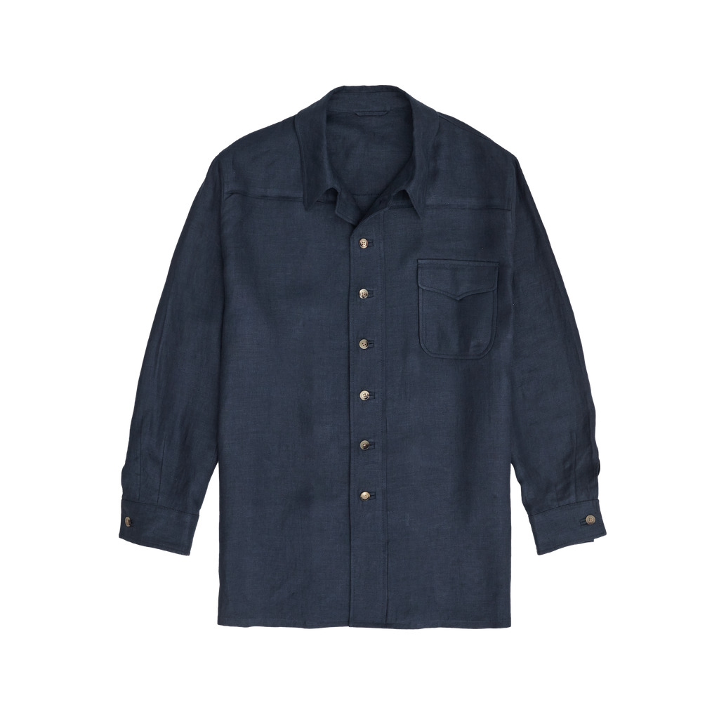 Navy Twill Linen Corbu Overshirt