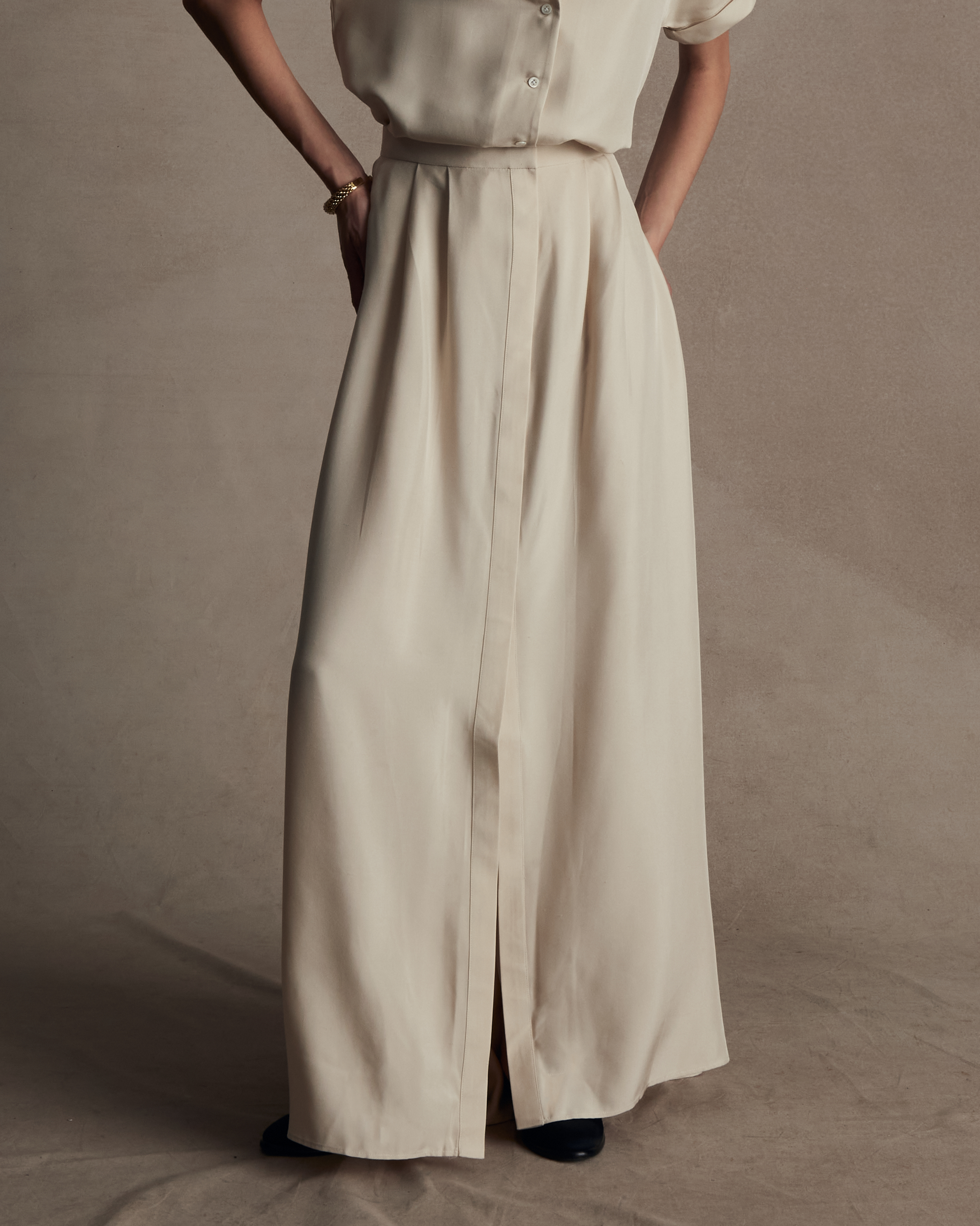 Beige Silk Kahlo Skirt