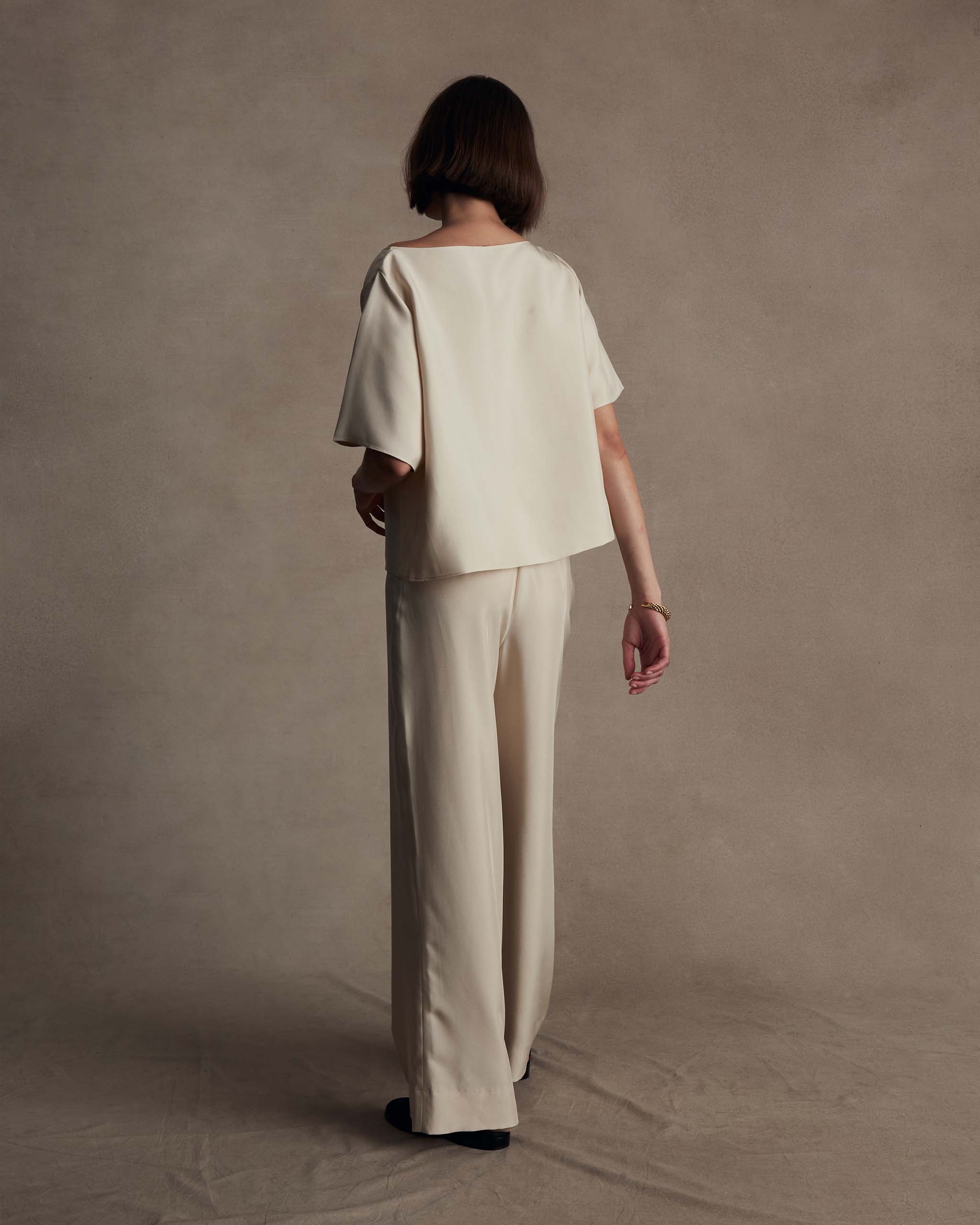 Beige Silk Sofia Trouser