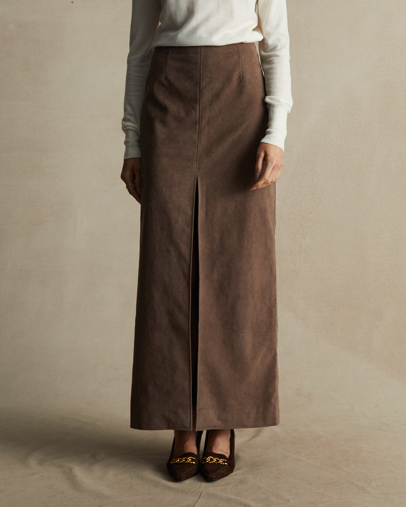 Brown suede maxi skirt clearance