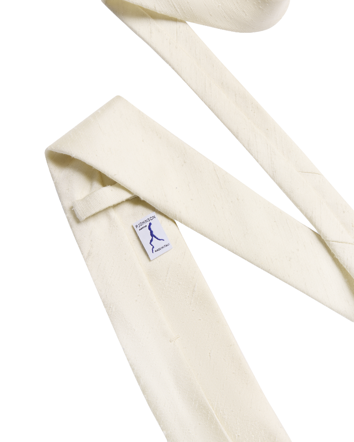 Shantung Hand Rolled Silk Tie - Ivory