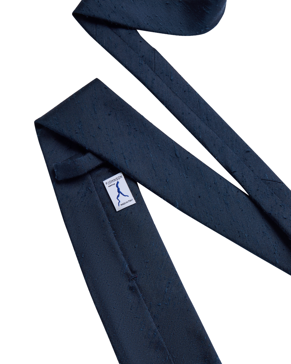 Shantung Hand Rolled Silk Tie - Navy
