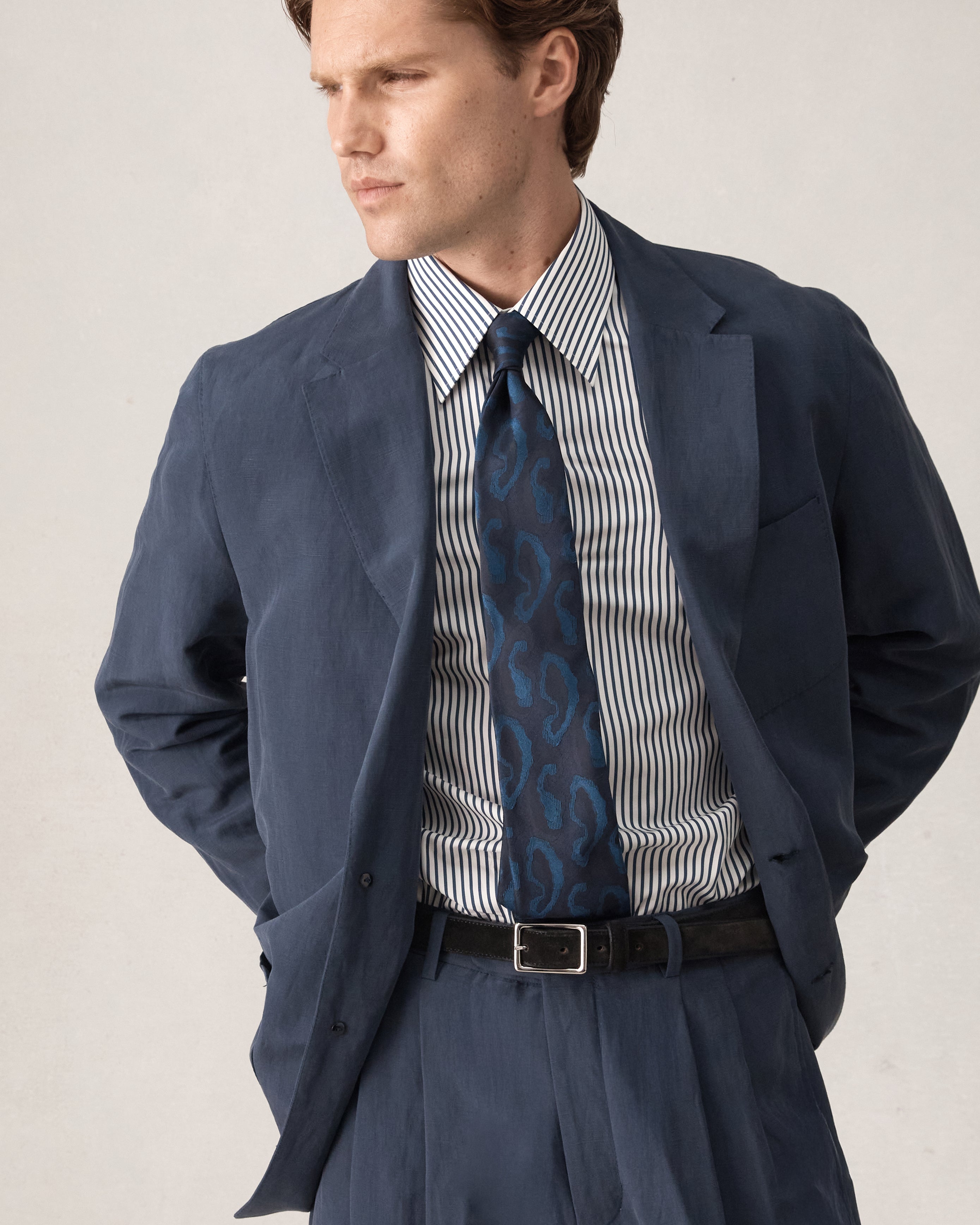 Slack Jacket - Navy Silk Linen