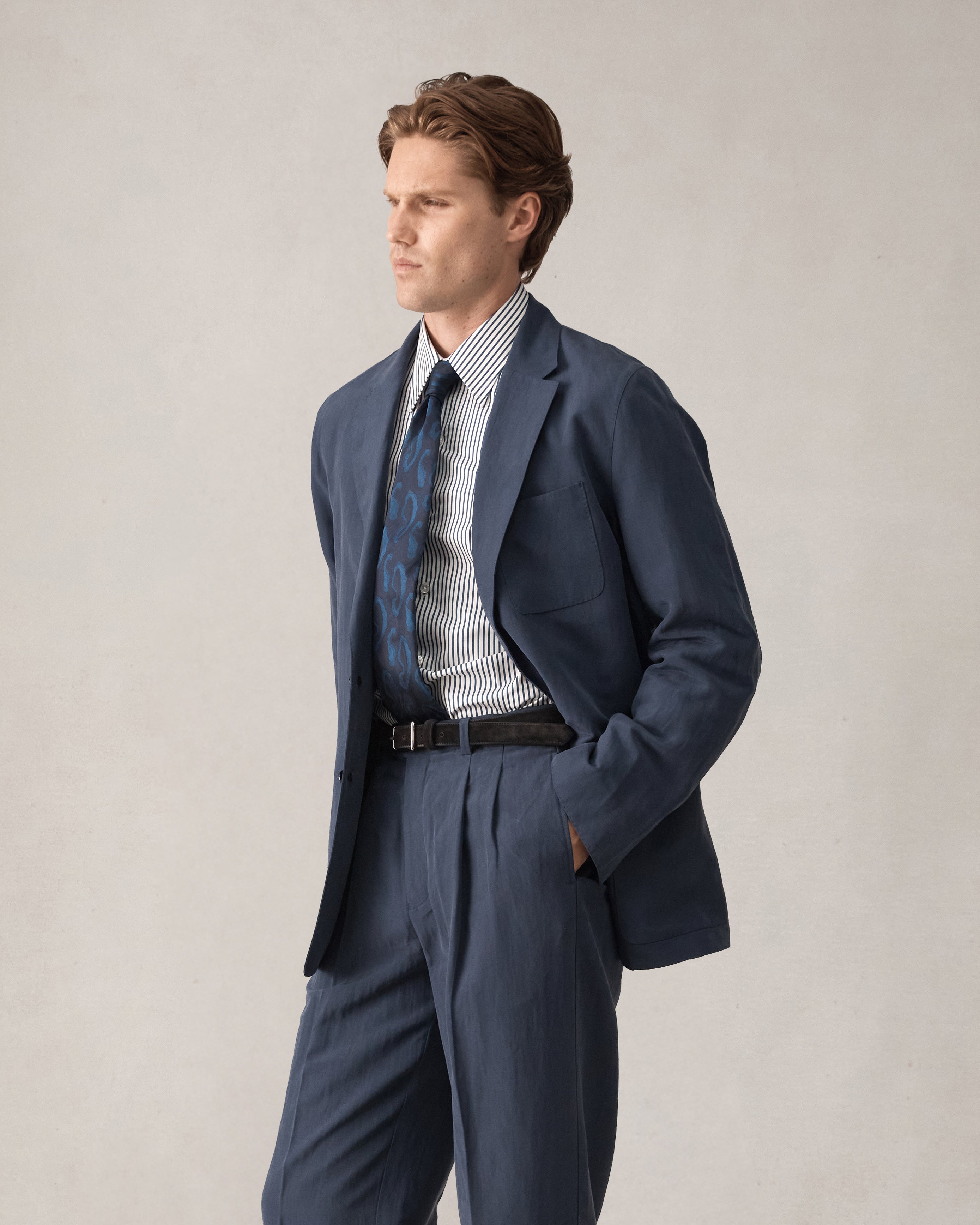 Slack Jacket - Navy Silk Linen