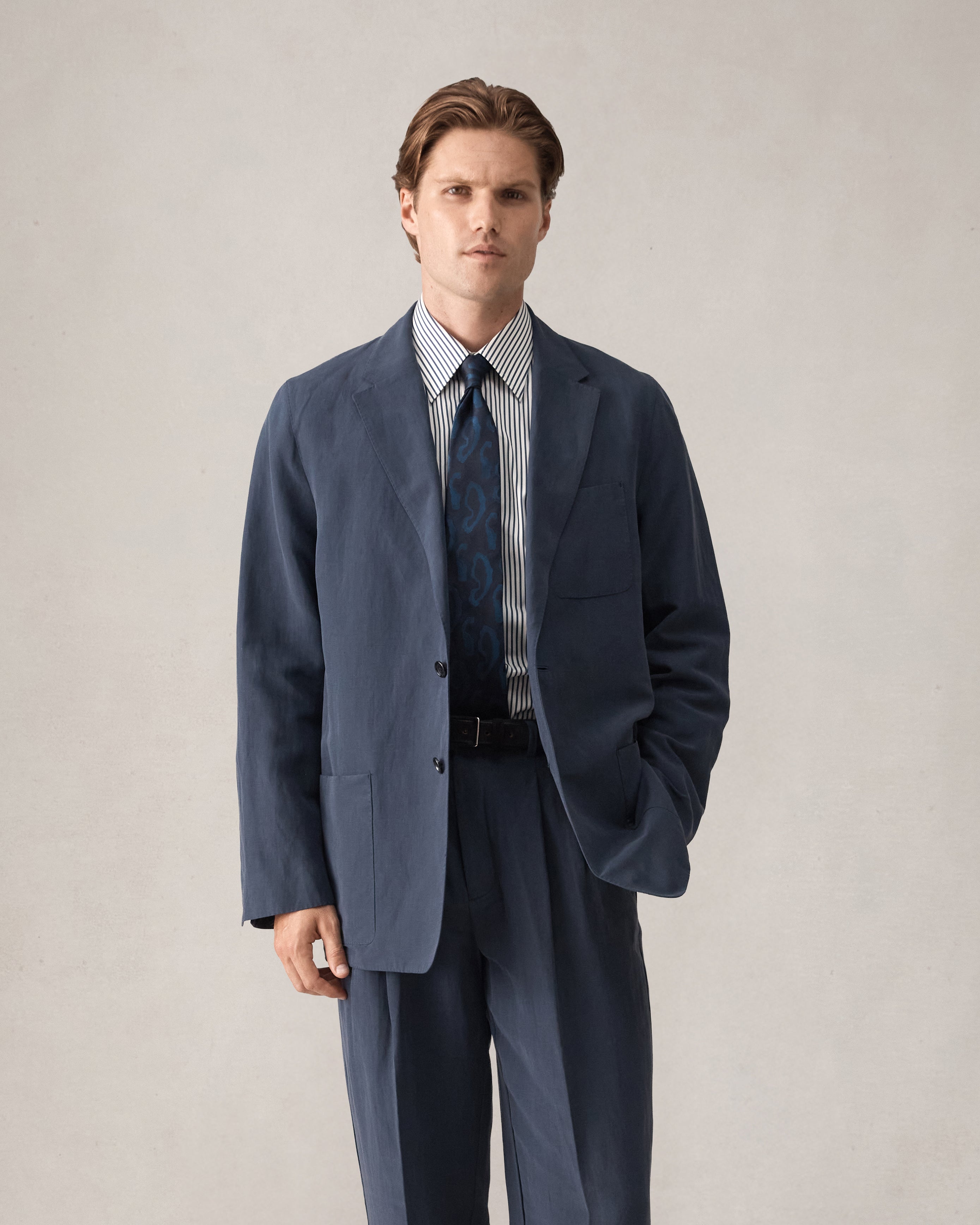 Slack Jacket - Navy Silk Linen