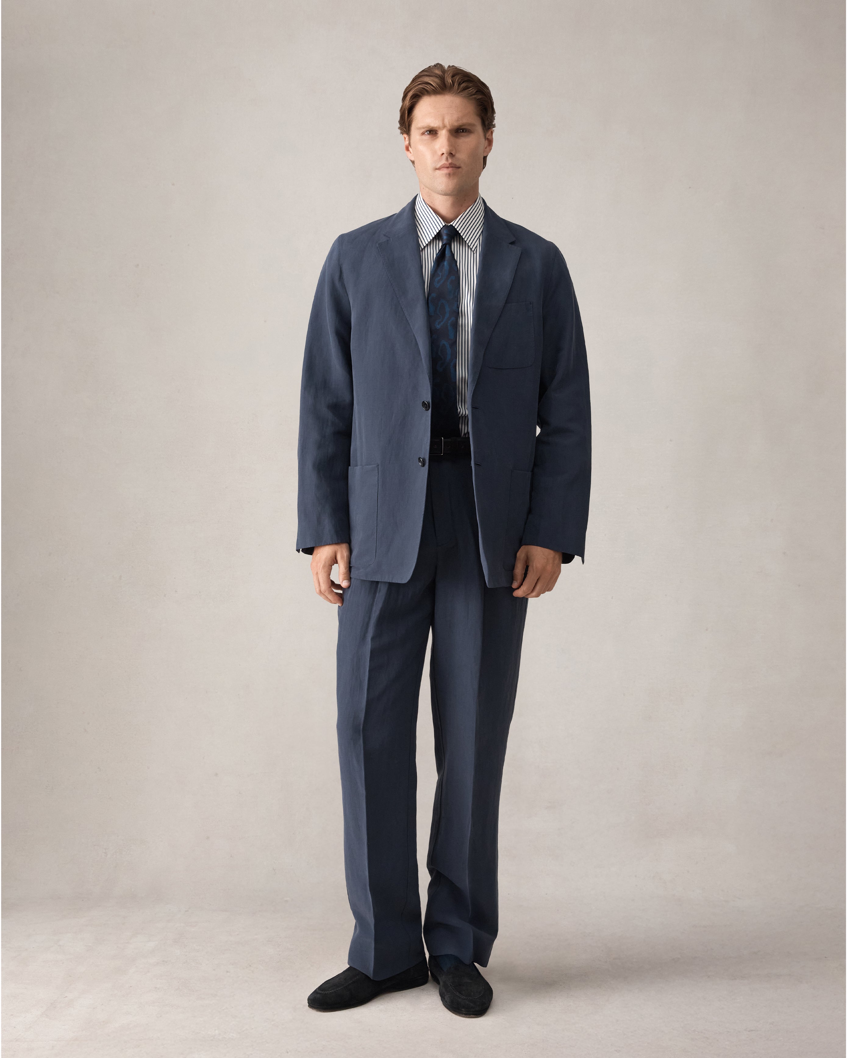 Slack Jacket - Navy Silk Linen