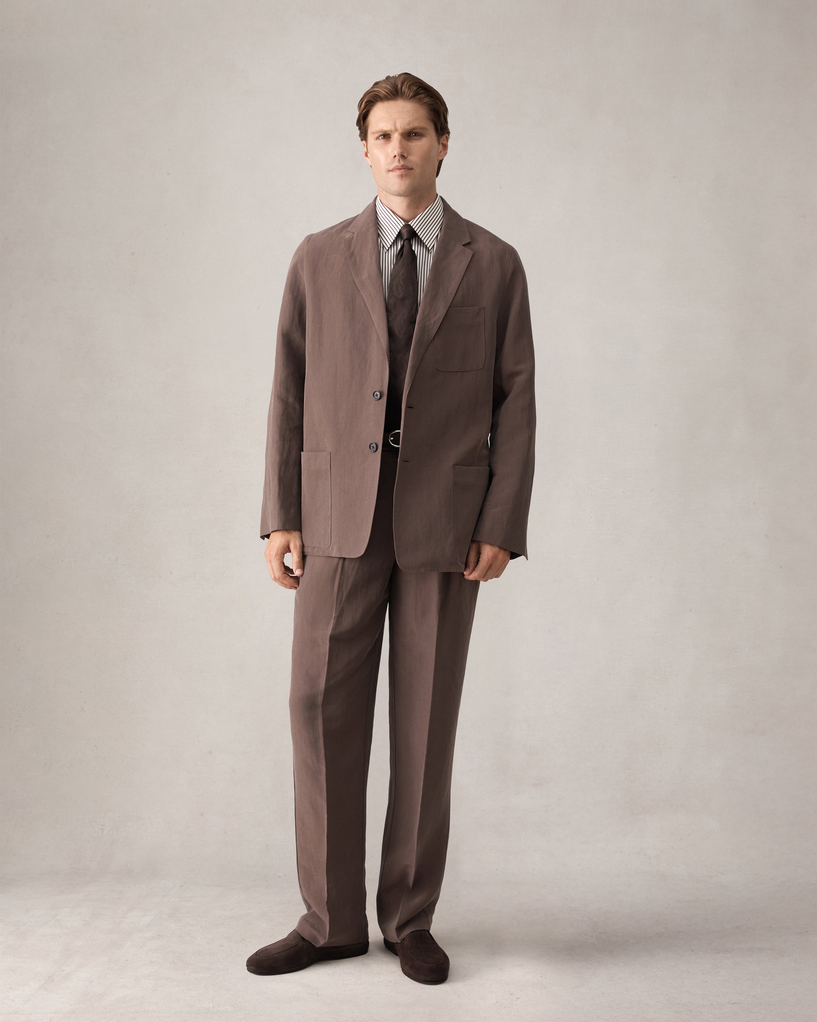 Slack Jacket - Chocolate Silk Linen