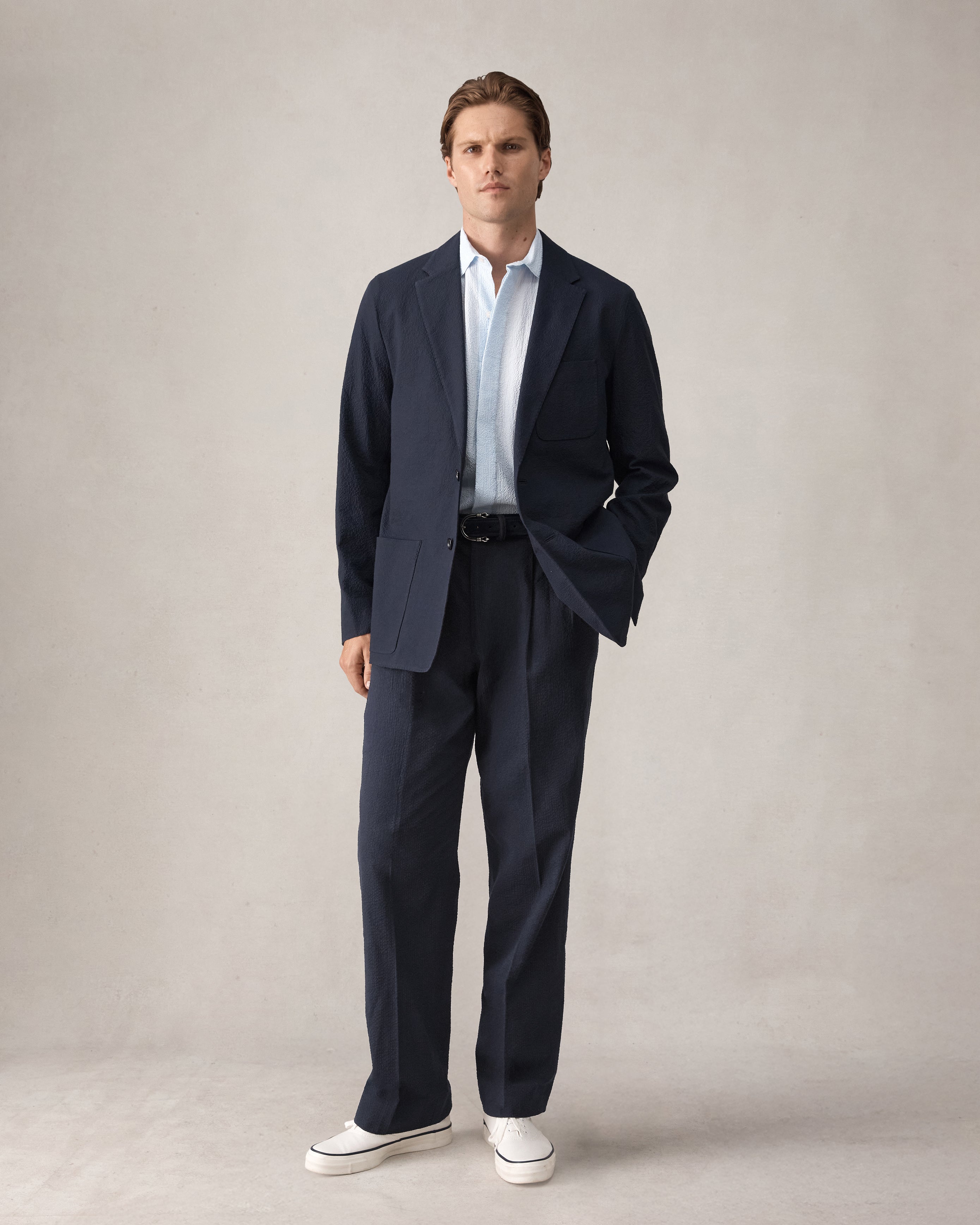 Slack Jacket - Navy Seersucker